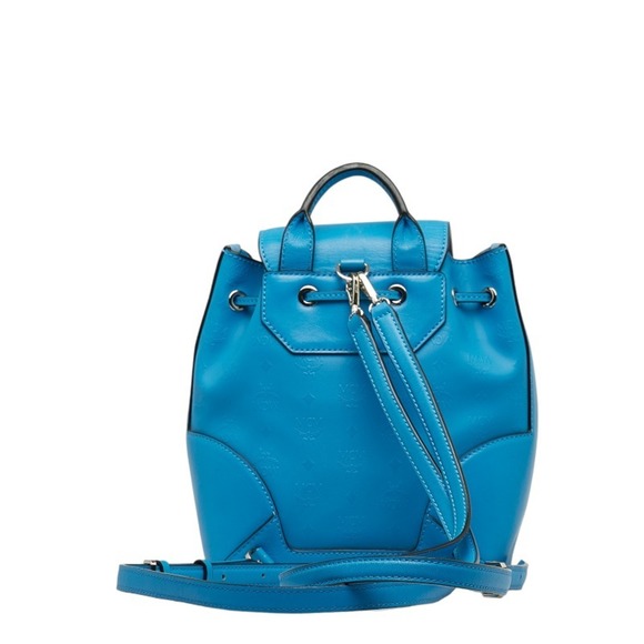 MCM Visetos Backpack Light Blue PVC Leather Women's - Picture 3 of 10